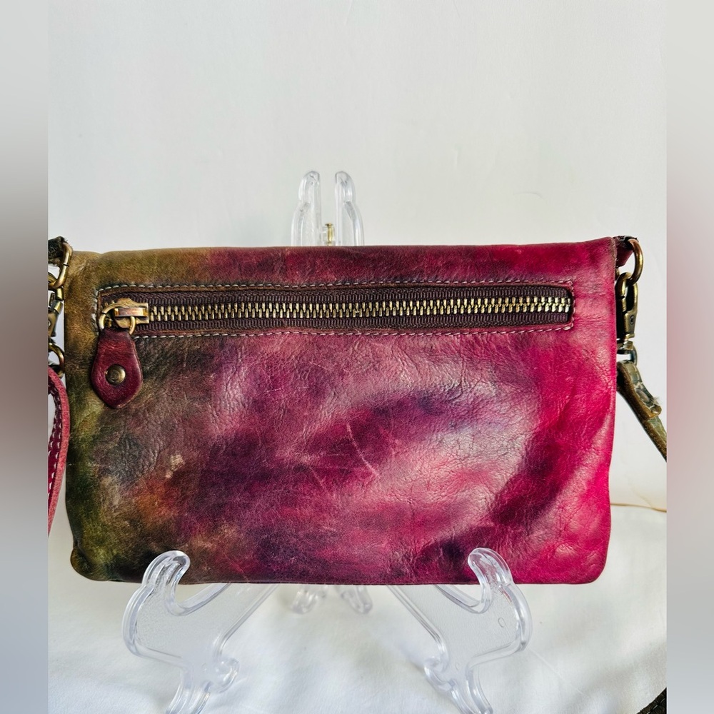 Bed Stu Ombre Red to Olive Green Leather Crossbody Bag - Picture 3 of 5